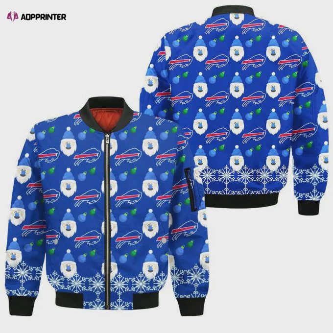 Buffalo Bills Logo With Santa Clause Pattern Bomber Jacket