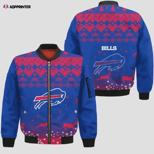 Buffalo Bills Logo Pattern Bomber Jacket – Blue And Red