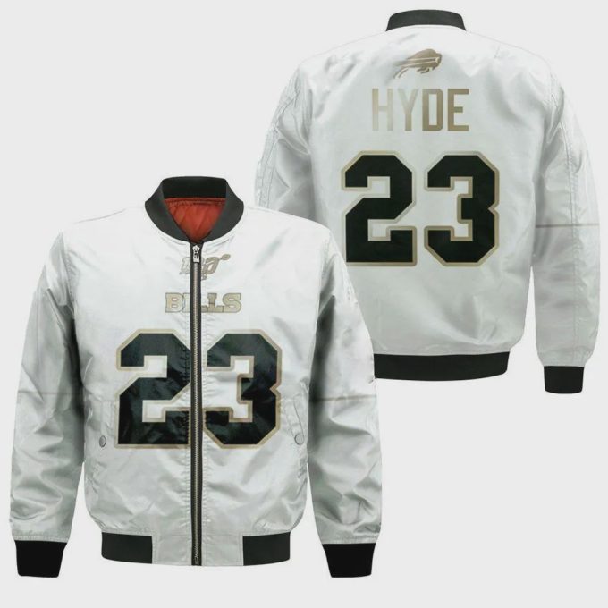 Buffalo Bills Micah Hyde Pattern Bomber Jacket – White