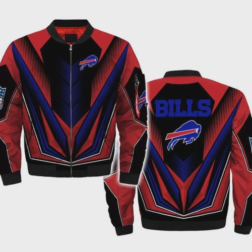 Buffalo Bills Team Logo Bomber Jacket – Red Black And Blue