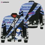 Buffalo Bills Xmas Snowman Pattern Bomber Jacket- BlueBlack