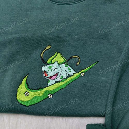 Bulbasaur Nike Embroidered Sweatshirt – Pokemon & Anime Custom Shirt