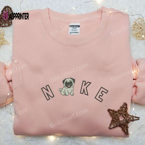 Adorable Baby Dog Nike Embroidered Shirt – Trendy Animal Embroidered Shirt