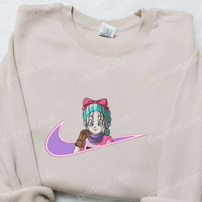 Bulma x Nike Swoosh Anime Embroidered Shirt: Dragon Ball & Nike Inspired Design