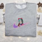 Bulma x Nike Swoosh Anime Embroidered Shirt: Dragon Ball & Nike Inspired Design