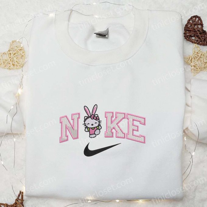 Bunny Hello Kitty Easter Day Embroidered Shirt: Playful & Cute Design for Festive Celebrations