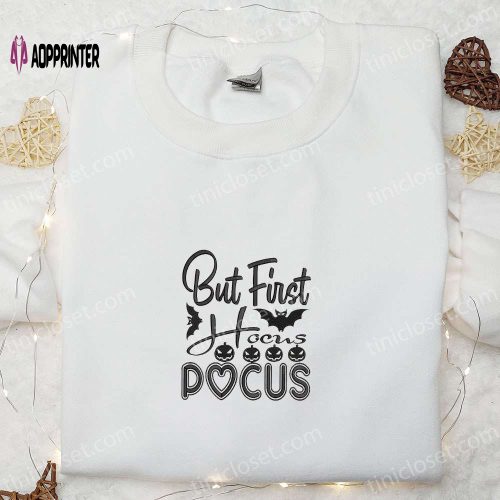 Hocus Pocus Pumpkin Halloween Embroidered Sweatshirt & T-Shirts: Spooky Halloween Shirt Ideas