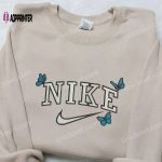 Nike Butterflies Embroidered Sweatshirt: Animal Shirt Perfect Family Gift