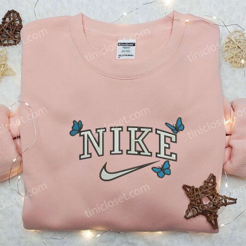 Nike Butterflies Embroidered Sweatshirt: Animal Shirt Perfect Family Gift