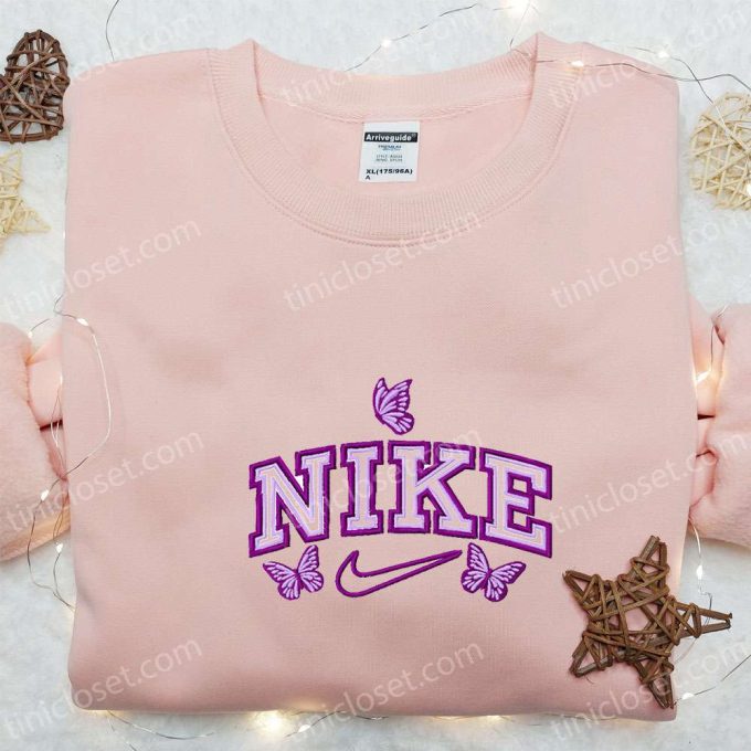 Stylish Butterflies x Nike Embroidered Tshirt – Perfect Nike Inspired Shirt for Best Birthday Gift Ideas