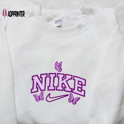 Stylish Butterflies x Nike Embroidered Tshirt – Perfect Nike Inspired Shirt for Best Birthday Gift Ideas