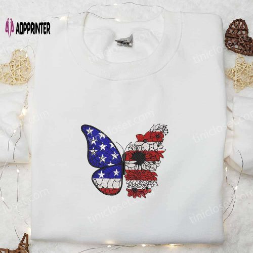 Chevron Stripe American Flag Embroidered Shirt – Perfect National Day Gift!