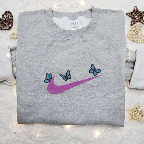 Stylish Butterfly x Nike Embroidered Sweatshirt – Perfect Nike Inspired Gift for Birthdays