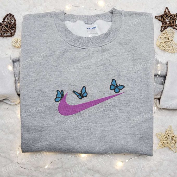 Stylish Butterfly x Nike Embroidered Sweatshirt – Perfect Nike Inspired Gift for Birthdays