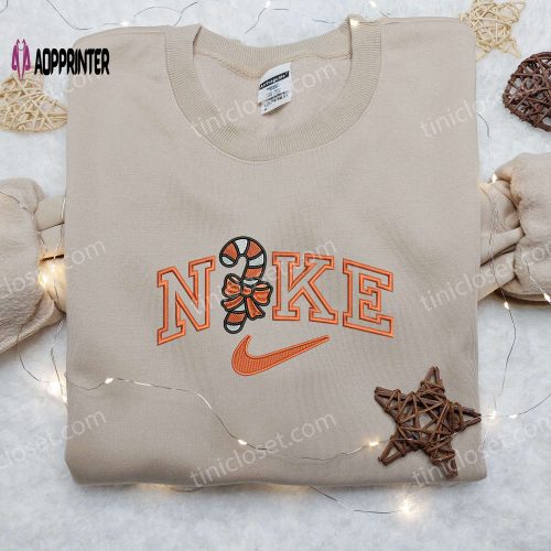 Candy Cane x Nike Embroidered Shirt – Festive Christmas Nike Tee