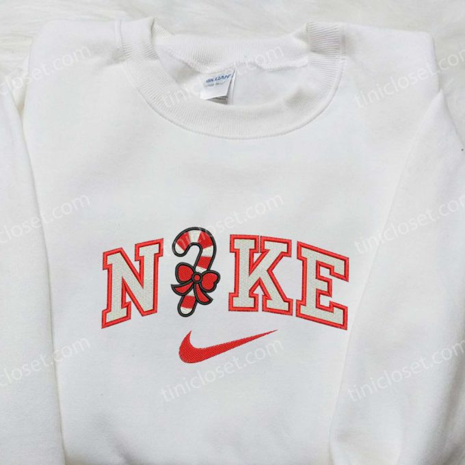 Candy Cane x Nike Embroidered Shirt – Festive Christmas Nike Tee