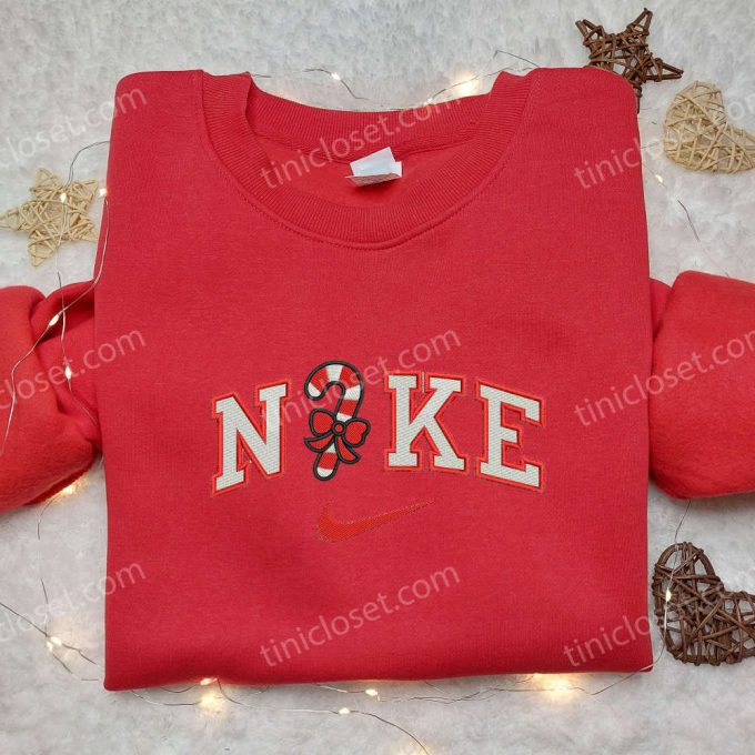 Candy Cane x Nike Embroidered Shirt – Festive Christmas Nike Tee