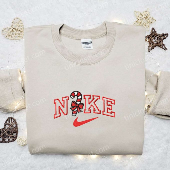 Candy Cane x Nike Embroidered Sweatshirt – Best Christmas Gift Idea Nike Inspired Shirt