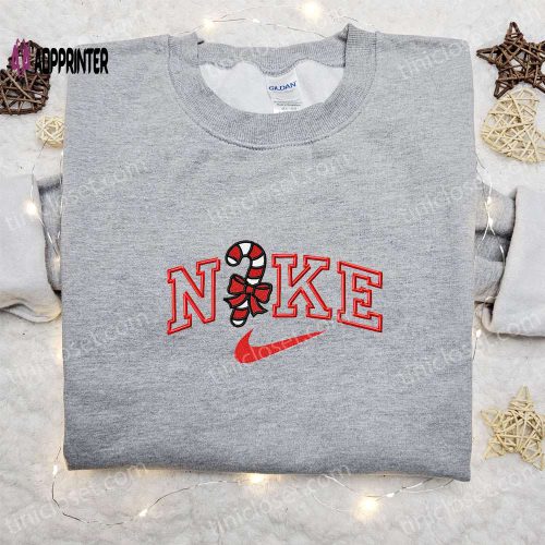 Candy Cane x Nike Embroidered Sweatshirt – Best Christmas Gift Idea Nike Inspired Shirt