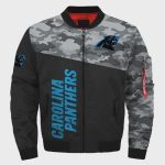 Carolina Panthers Camo Pattern Bomber Jacket – Black And Gray