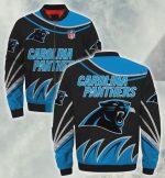 Carolina Panthers Grass Logo Pattern Bomber Jacket – Black Blue