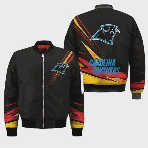 Carolina Panthers Pattern Bomber Jacket – Black