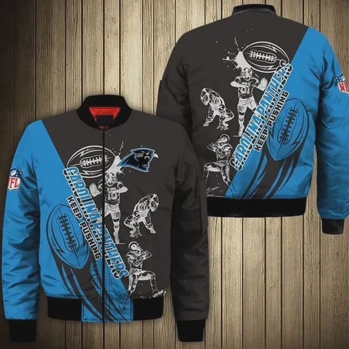 Carolina Panthers Players Pattern Bomber Jacket – Blue And Black