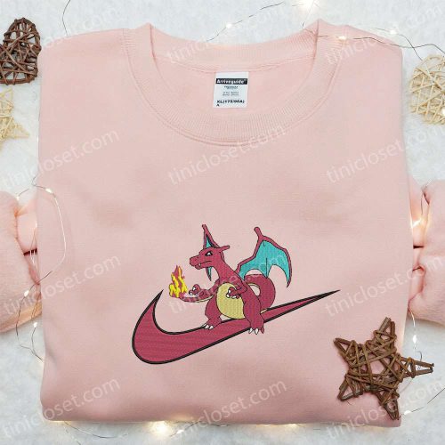 Charizard x Nike Anime Sweatshirt Pokemon & Nike Inspired Embroidered Shirt