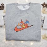 Charizard x Swoosh Anime Embroidered Sweatshirt – Nike Inspired Hoodie Perfect Birthday Gift for Family