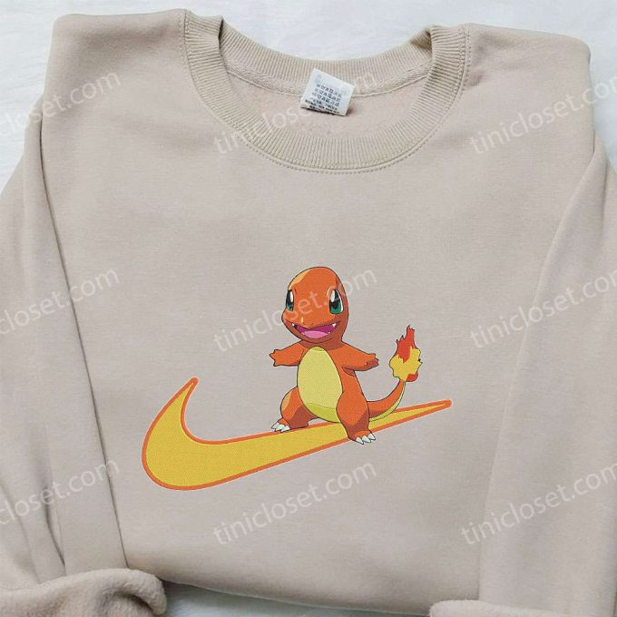 Charmander x Nike Anime Embroidered Hoodie & Shirts: Pokemon & Nike Inspired Apparel