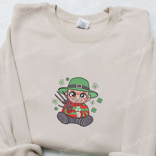 Chibi Freddie Krueger Shamrock Embroidered Shirt & Hoodie: Best St Patrick s Day Gift Ideas