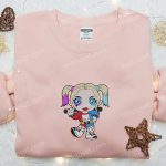 Chibi Harley Quinn Embroidered Sweatshirt: Movie Hoodie Best Halloween Gifts