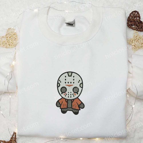 Chibi Jason Embroidered Hoodie Friday the 13th Horror Characters Sweatshirt Funny Halloween T-shirt