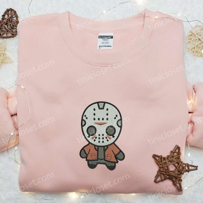 Chibi Jason Embroidered Hoodie Friday the 13th Horror Characters Sweatshirt Funny Halloween T-shirt