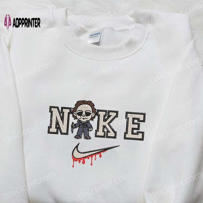 Chibi Michael Myers x Nike Embroidered Tshirt: Best Nike Inspired Halloween Gift