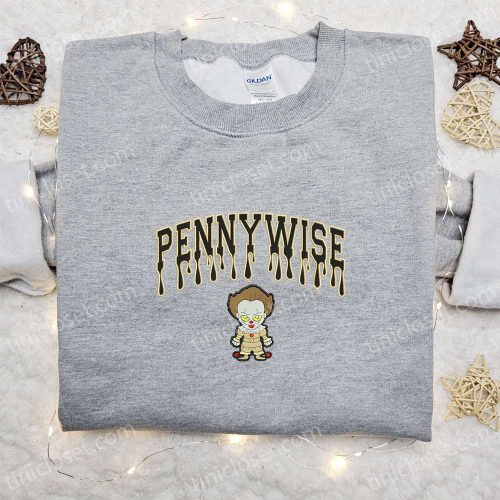 Chibi Pennywise Embroidered Shirt & Spooky Halloween Hoodie – Funny Halloween Apparel