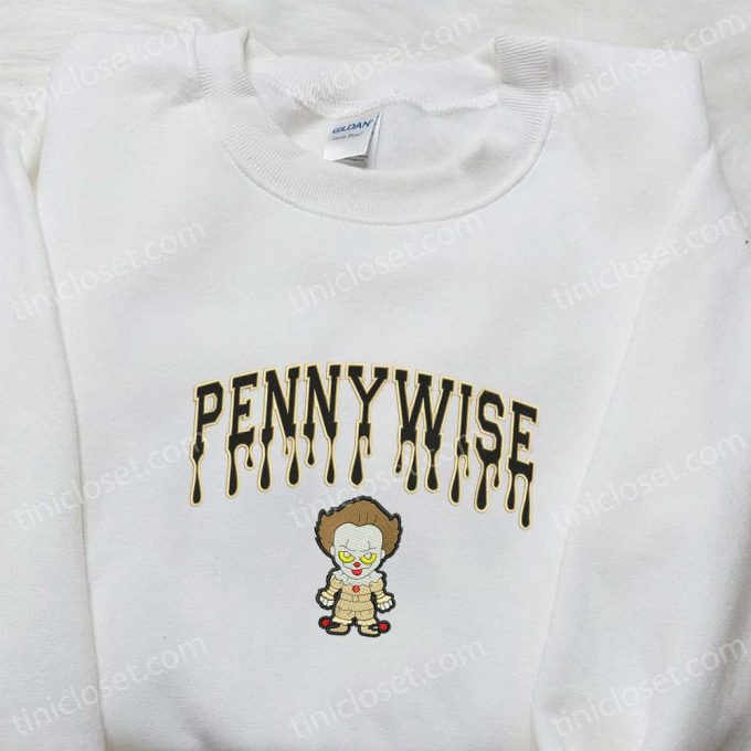 Chibi Pennywise Embroidered Shirt & Spooky Halloween Hoodie – Funny Halloween Apparel