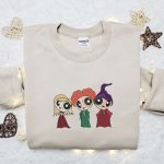 Chibi Sanderson Sisters x Powerpuff Girls Embroidered Shirt: Hocus Pocus & Halloween Delight