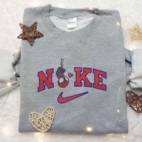 Chibi Spider-Man Heart x Nike Sweatshirt: Best Gifts for Family Nike Inspired Embroidered Shirt