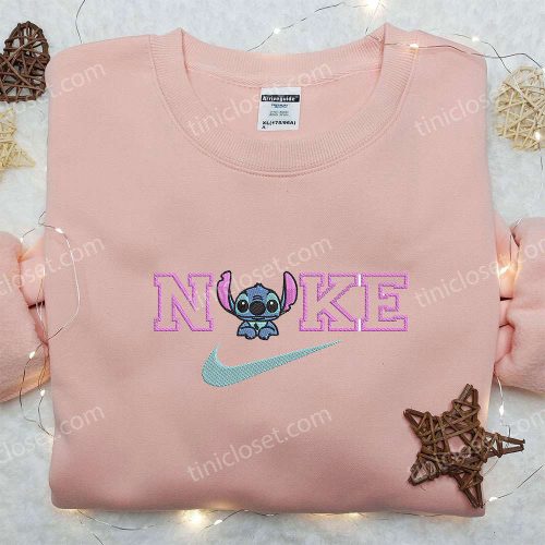 Chibi Stitch x Nike Embroidered Hoodie Lilo and Stitch Disney Shirt Nike Inspired Embroidered Shirt