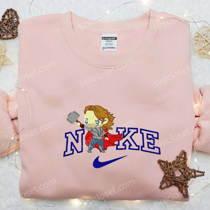 Chibi Thor x Nike Movie Embroidered Shirt – Marvel Universe & Nike-Inspired Design