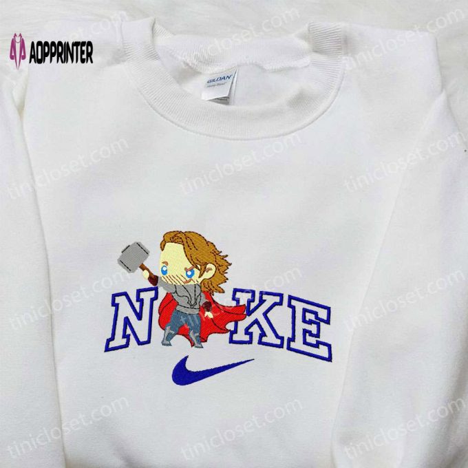 Chibi Thor x Nike Movie Embroidered Shirt – Marvel Universe & Nike-Inspired Design