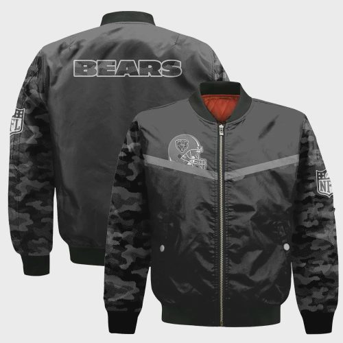 Chicago Bears Black RFLCTV Chevron NFL 2024 Unisex Bomber Jacket V9