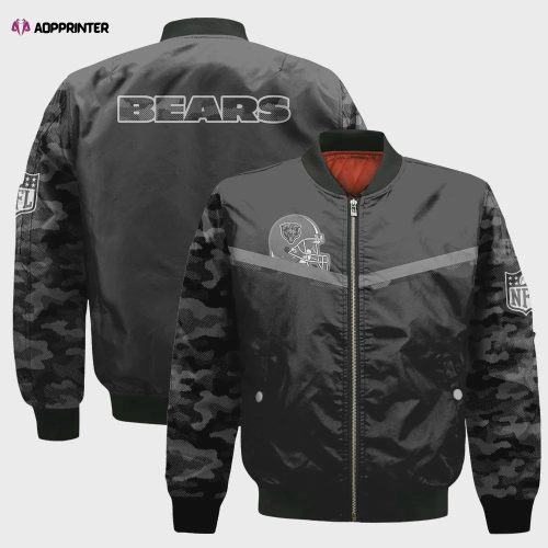 Chicago Bears Players Logo Pattern Bomber Jacket – Navy Blue