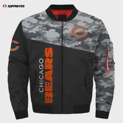 Chicago Bears Christmas Pattern Bomber Jacket – Orange