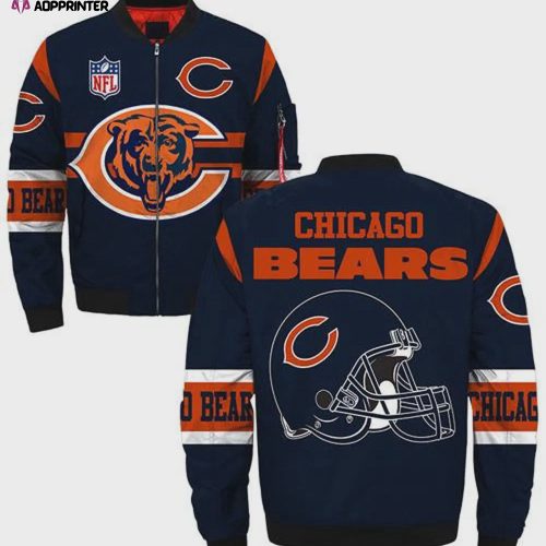 Chicago Bears Pattern Bomber Jacket – White And Orange