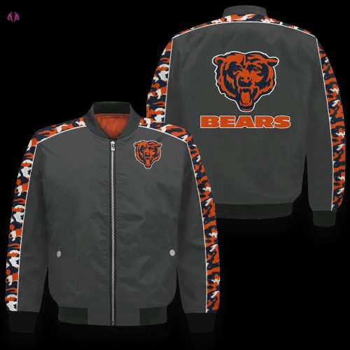 Chicago Bears Player Pattern Bomber Jacket – Orange And Navy