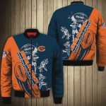 Chicago Bears Player Pattern Bomber Jacket – Orange And Navy