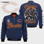 Chicago Bears Players Logo Pattern Bomber Jacket – Navy Blue