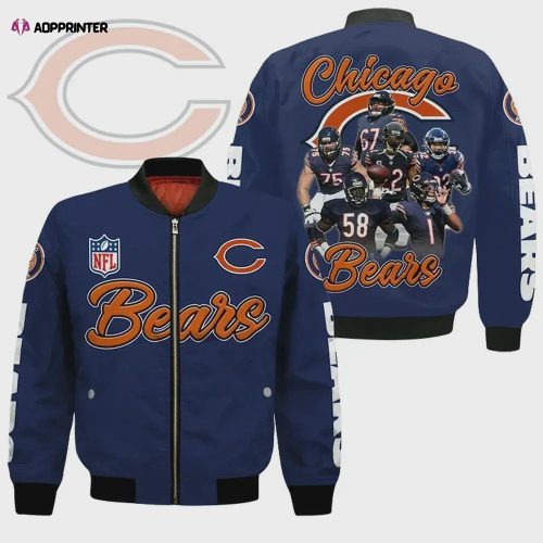 Chicago Bears Bomber Jacket 3D Printed Team Logo Custom Text And Number